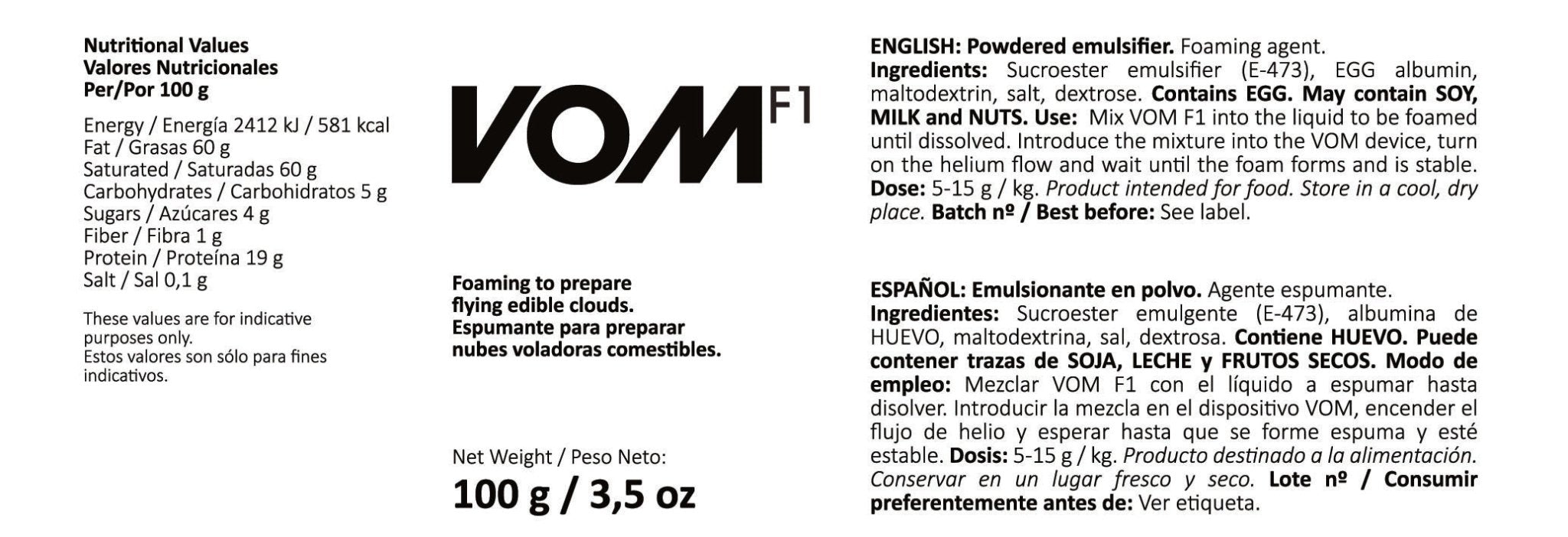 VOM edible cloud formula packaging — molecular gastronomy cloud solution